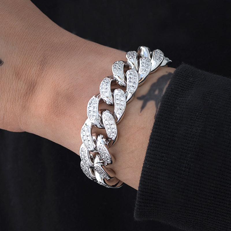 Miami Cuban Link Bracelet (19mm) in White Gold