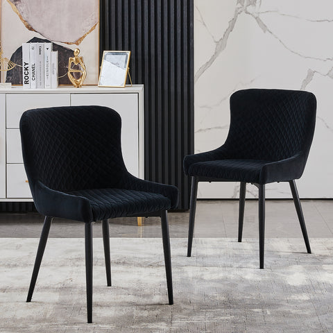 Dundas Retro Velvet Side Dining Chairs für Kitchen Lounge | CLIPOP