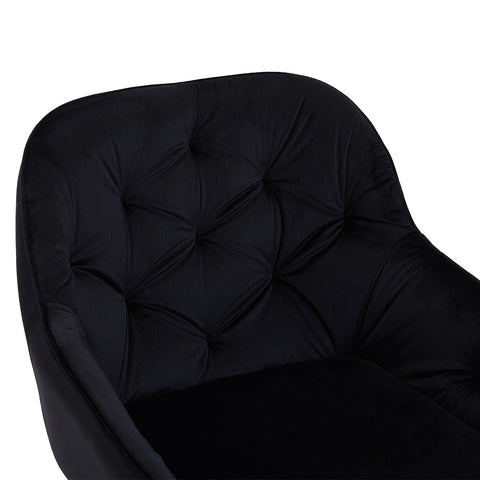 Set of 2 Black Velvet Armchairs,Dining Chairs With Diamond Tufted, Crossed Legs