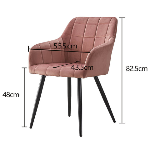 Bloor Dining Room Arm Chairs Pink Velvet Metal Legs | CLIPOP