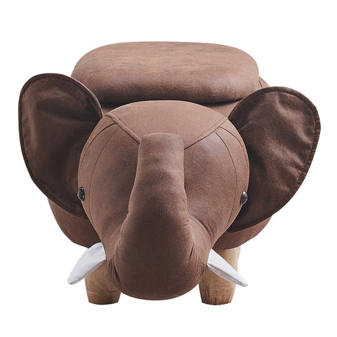Upholstered Animal Storage Ottoman Footrest Stool, Elephant appearance Kids Footstools