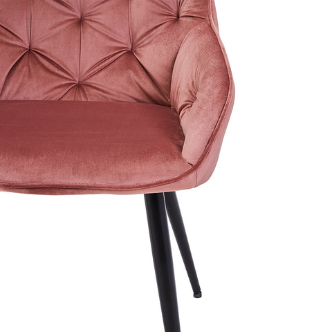 Set mit 2 rosafarbenen Samtsesseln, Esszimmerstühlen mit diamantbesetzten, gekreuzten Beinen