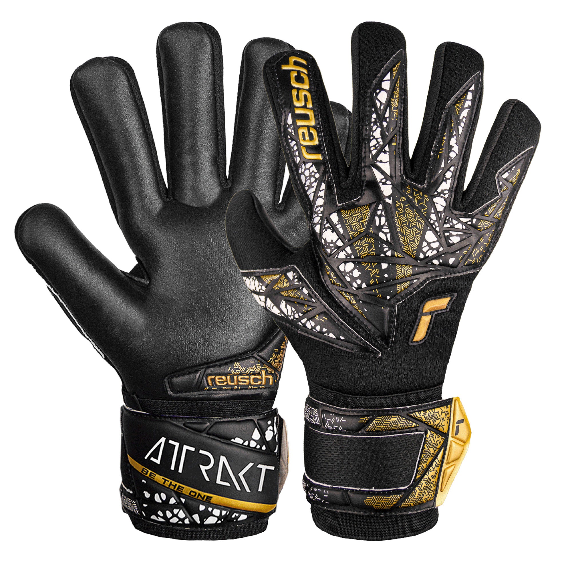 Reusch Kids Attrakt Silver NC Fingersave Goalkeeper Gloves Black/Gold/White
