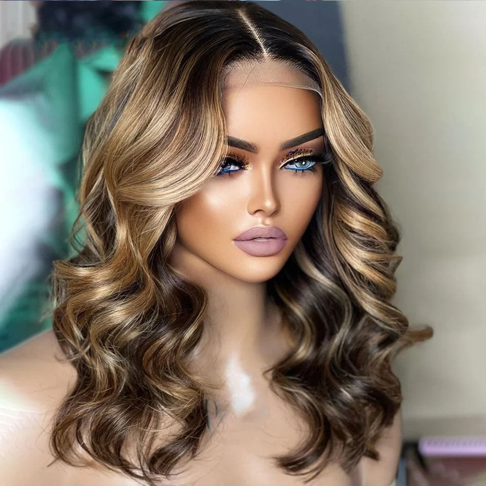 Lumiere Short BOB Loose Deep Wave Lace Front Human Hair Wig For Black Women HDZ