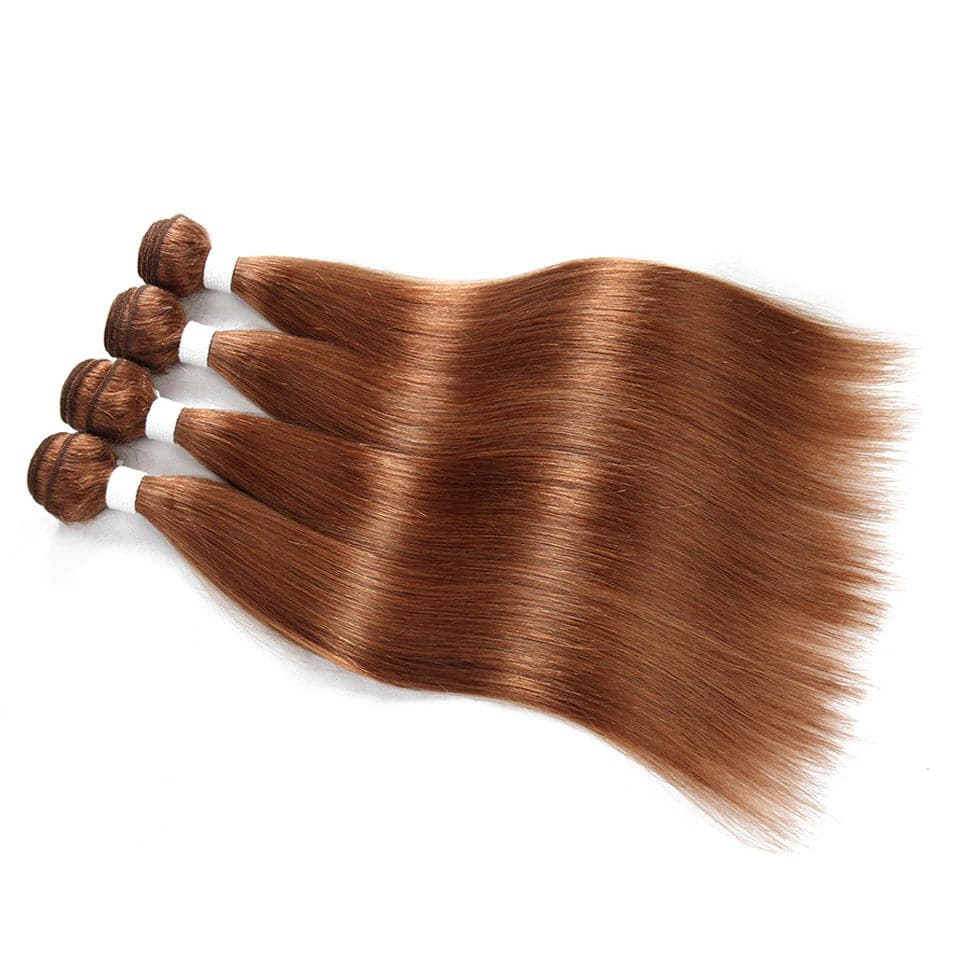 lumiere color #30 Straight Hair 3 Bundles With 13x4 Lace Frontal Pre Colored Ear To Ear