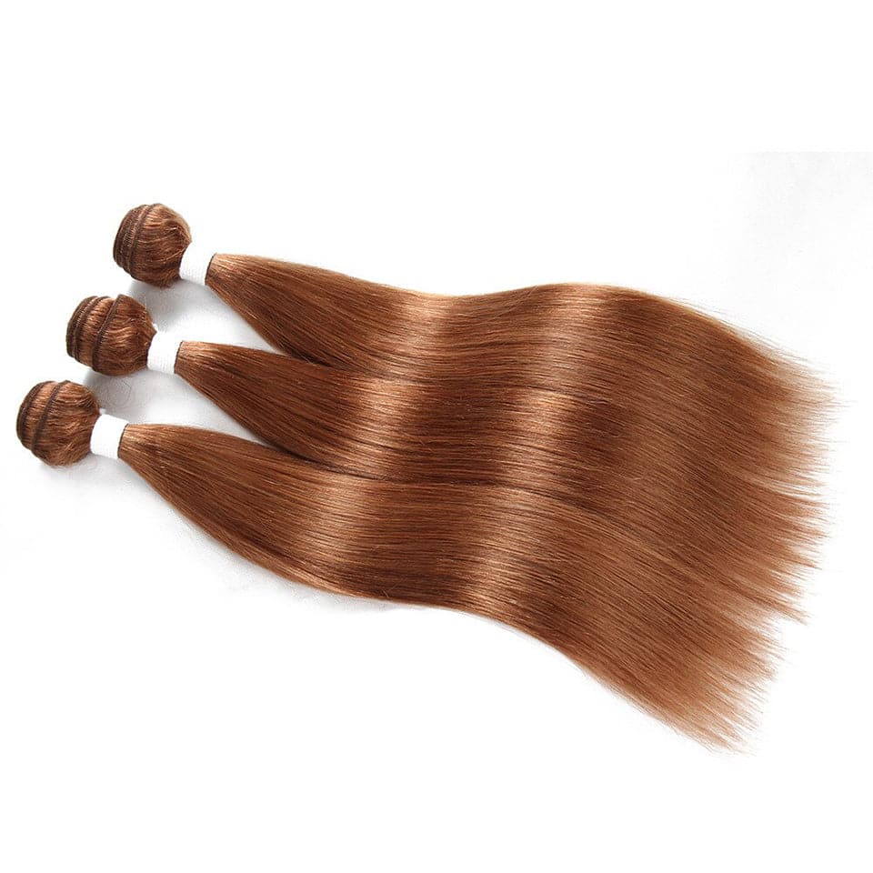 lumiere color #30 Straight Hair 4 Bundles With 4x4 Lace Closure Pre Colored human hair