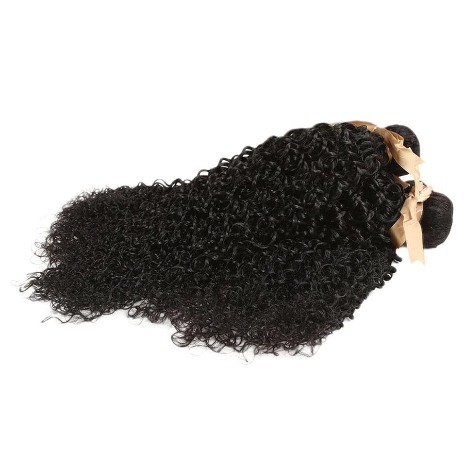 Malaysian kinky Curly Hair 4 Bundles with Closure PrePlucked Hairline Human Hair Extensions with 4x4 Lace Closure