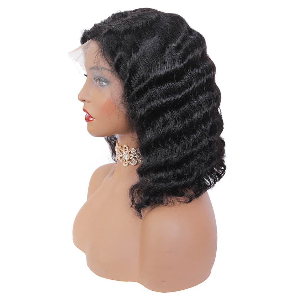 Lumiere Deep Wave Short Bob T-Part Lace Human Hair Wigs Pre-Plucked