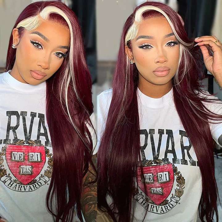 #99J With #613 Color Straight HD Lace Frontal / Closure Wig Human Hair