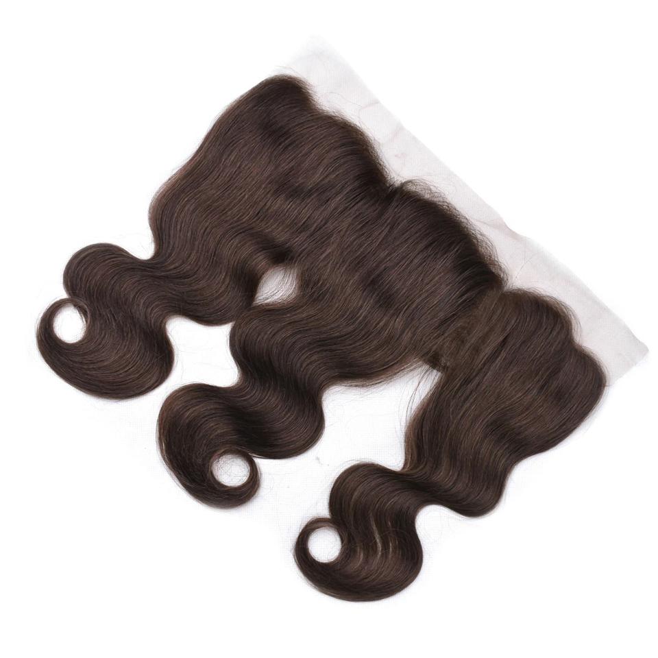 lumiere #4 Brown Body Wave 4 Bundles With 13x4 Lace Frontal Pre Colored Ear To Ear