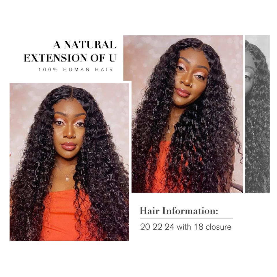 Malaysian kinky Curly Hair 4 Bundles with Closure PrePlucked Hairline Human Hair Extensions with 4x4 Lace Closure