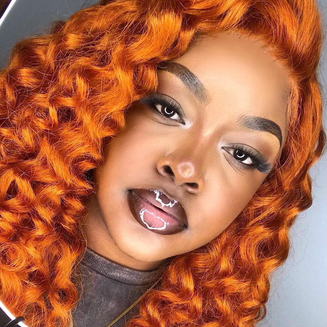 #350 Ginger Colored Deep Wave HD Lace Frontal Human Hair Wigs For Black Women