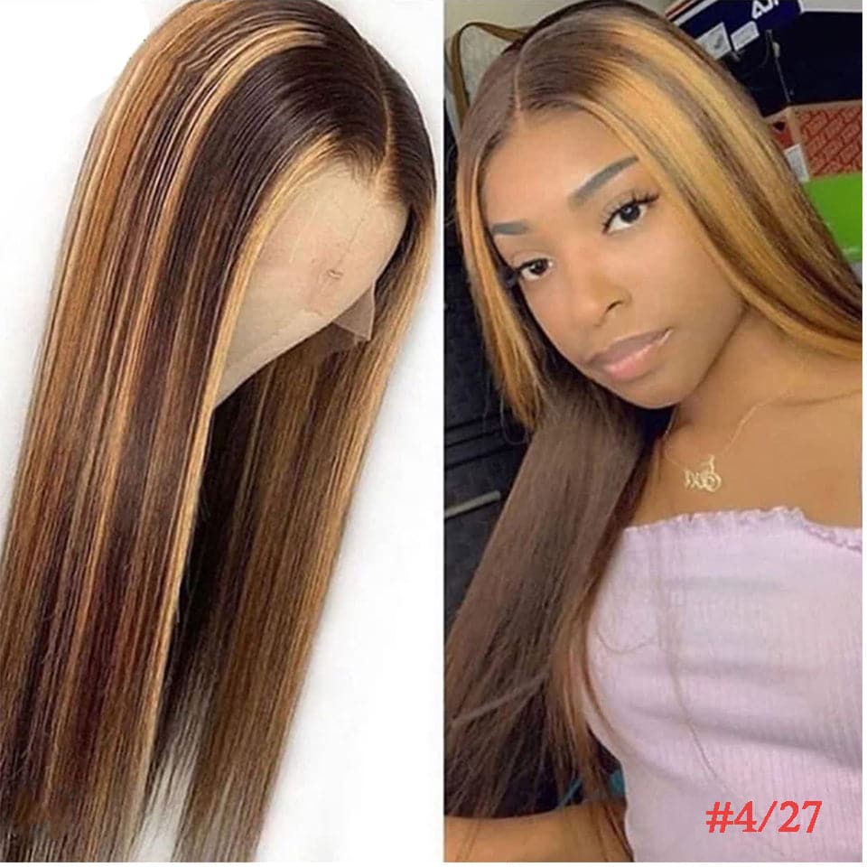 Lumiere Hair P4/27 Highlight Lace Frontal/Closure Straight Wig Human Hair