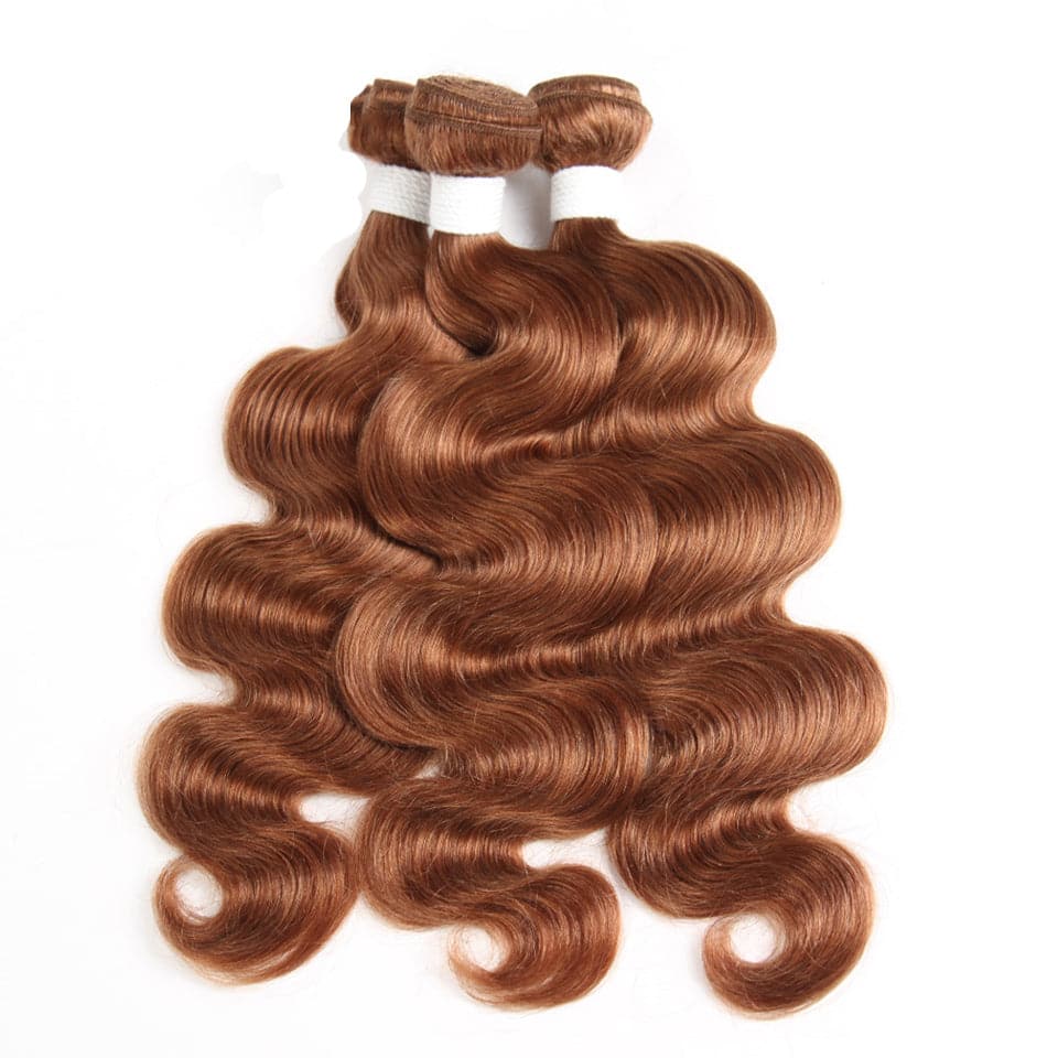 lumiere Color #30 body wave 4 Bundles With 13x4 Lace Frontal Pre Colored Ear To Ear