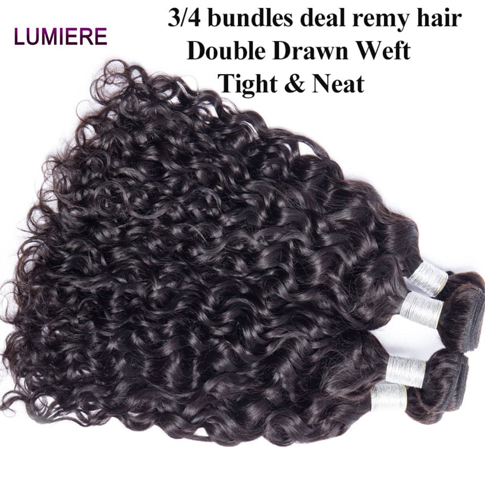 lumiere Indian Water Wave Virgin Hair 3 Bundles Human Hair Extension 8-40 inches