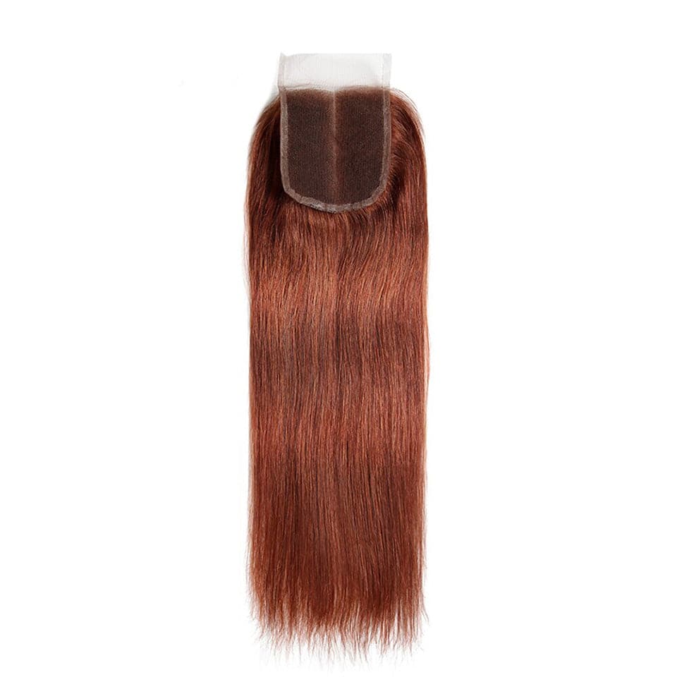 lumiere color #33 Straight Hair 4 Bundles With 4x4 Lace Closure Pre Colored human hair