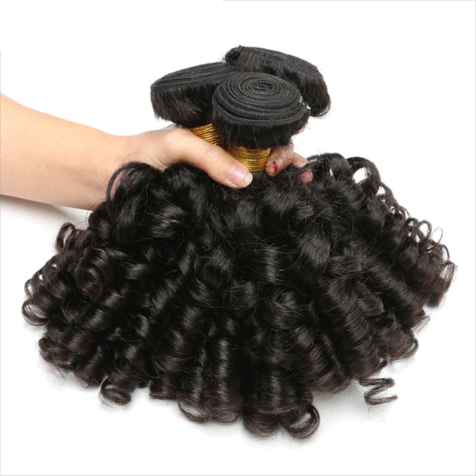 Lumiere Indian Bouncy Curly 3 Bundles Human Hair Extensation 8-40 inches Bulk Sale