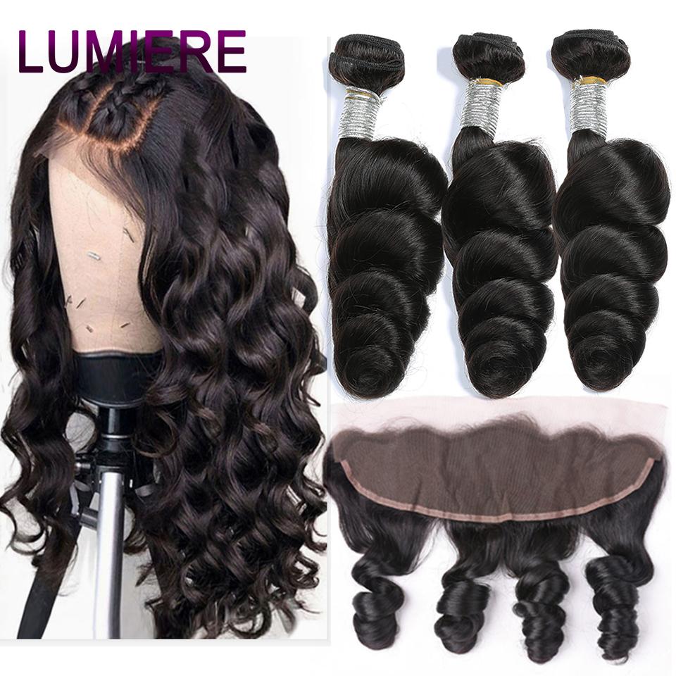 Loose Wave 3 Bundles With  13*4 Lace Frontal 100% human hair