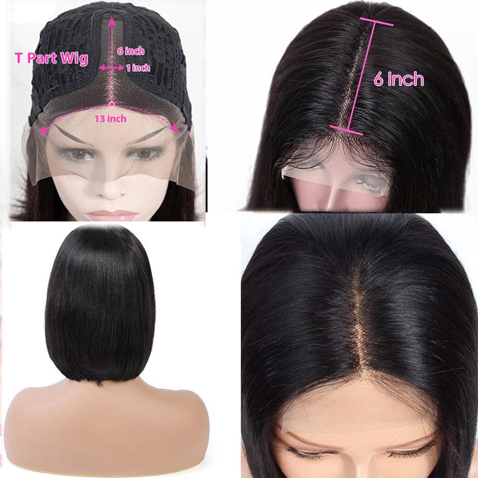 Straight Bob T Part Lace Brazilian Wigs For Black Women