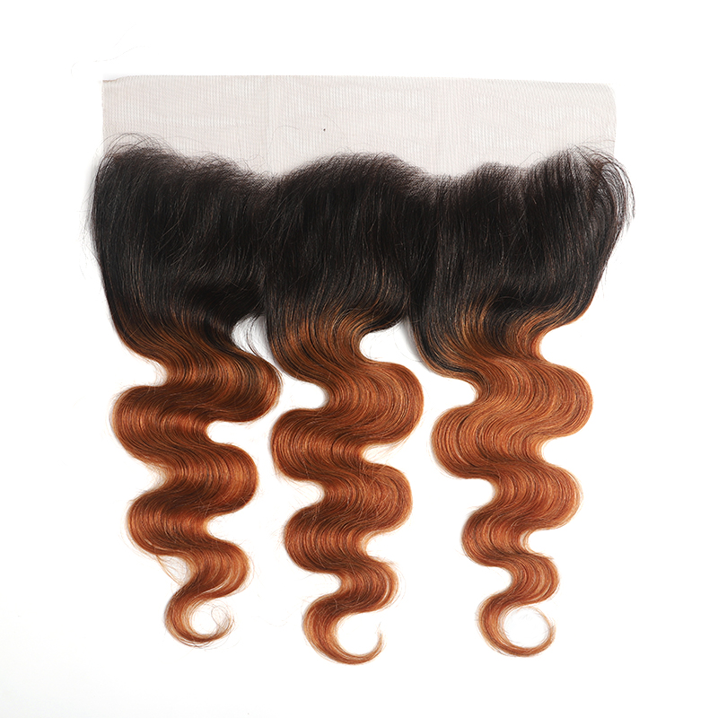 lumiere 1B/30 Ombre Body Wave 4 Bundles With 13x4 Lace Frontal Pre Colored Ear To Ear