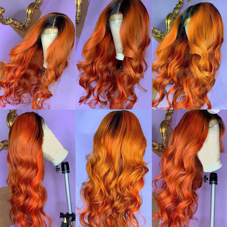 Lumiere 1B/350 Ombre Body Wave 4x4/5x5/13x4 Lace Closure/Frontal 150%/180% Density Wigs For Women Pre Plucked