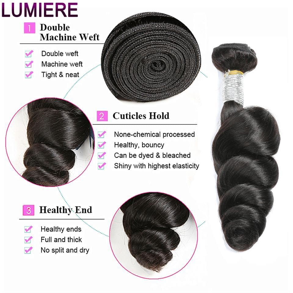 Loose Wave 3 Bundles With  13*4 Lace Frontal 100% human hair