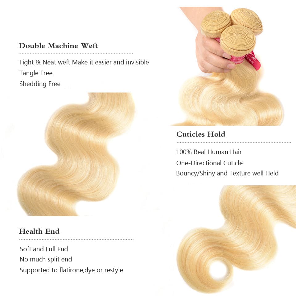 lumiere 613 Blonde Body Wave 4 Bundles with 13*4 Frontal Human Virgin Hair