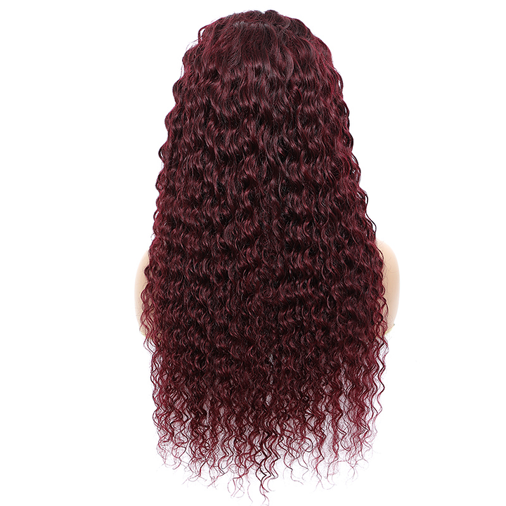 Lumiere Hair #99J Kinky Curly 13x4 Lace Closure/Frontal Wigs For Women Pre Plucked