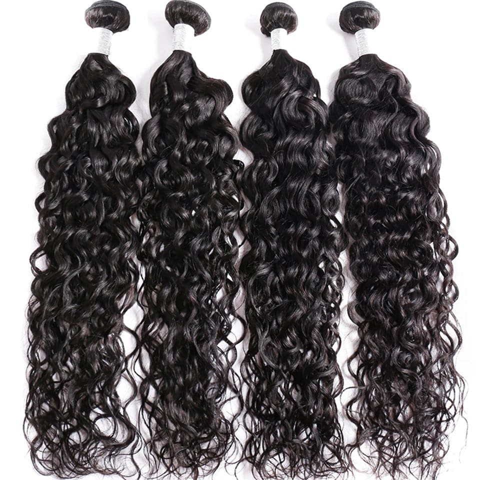 Peruvian Water Wave 4 Bundles With 4x4 Closure 8-40Inch Natural Wave Hair Extension Remy Human Hair