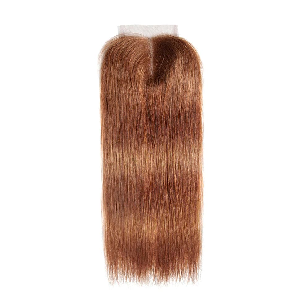 lumiere color #30 Straight Hair 4 Bundles With 4x4 Lace Closure Pre Colored human hair