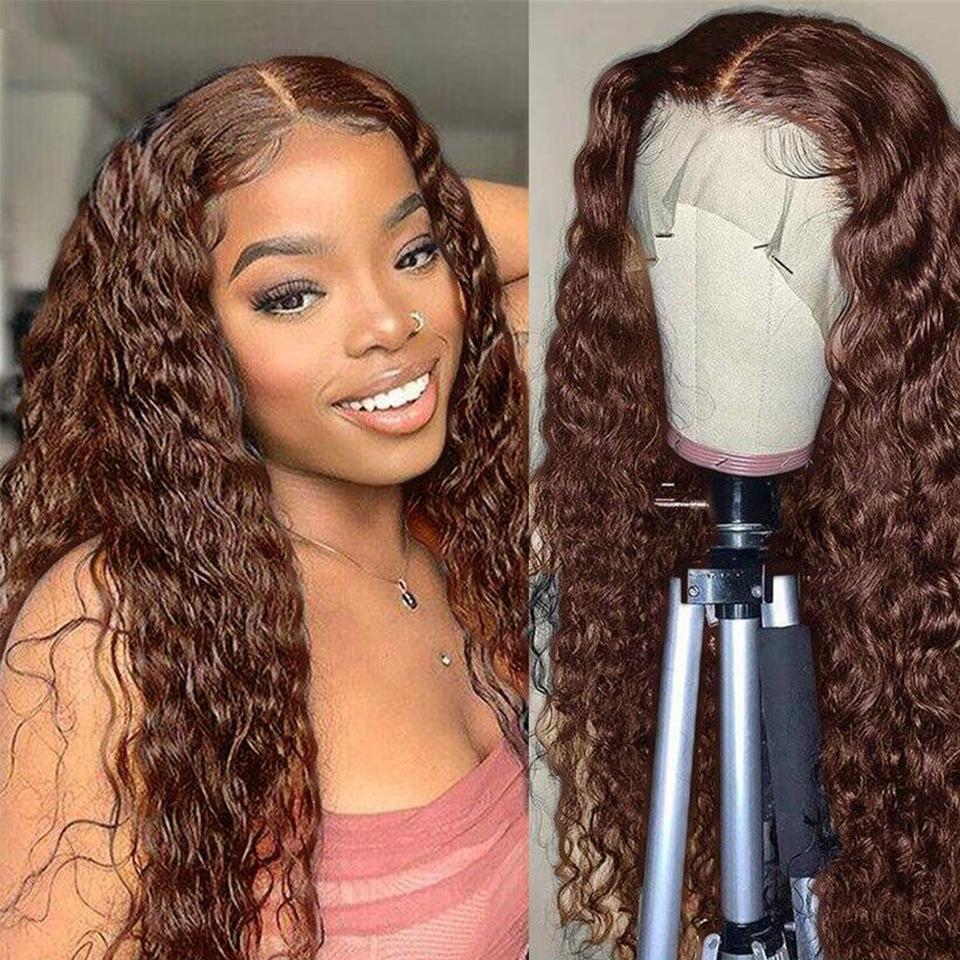 Perfect Chocolate Brown Kinky Curly Transparent Lace Wig For Black Women