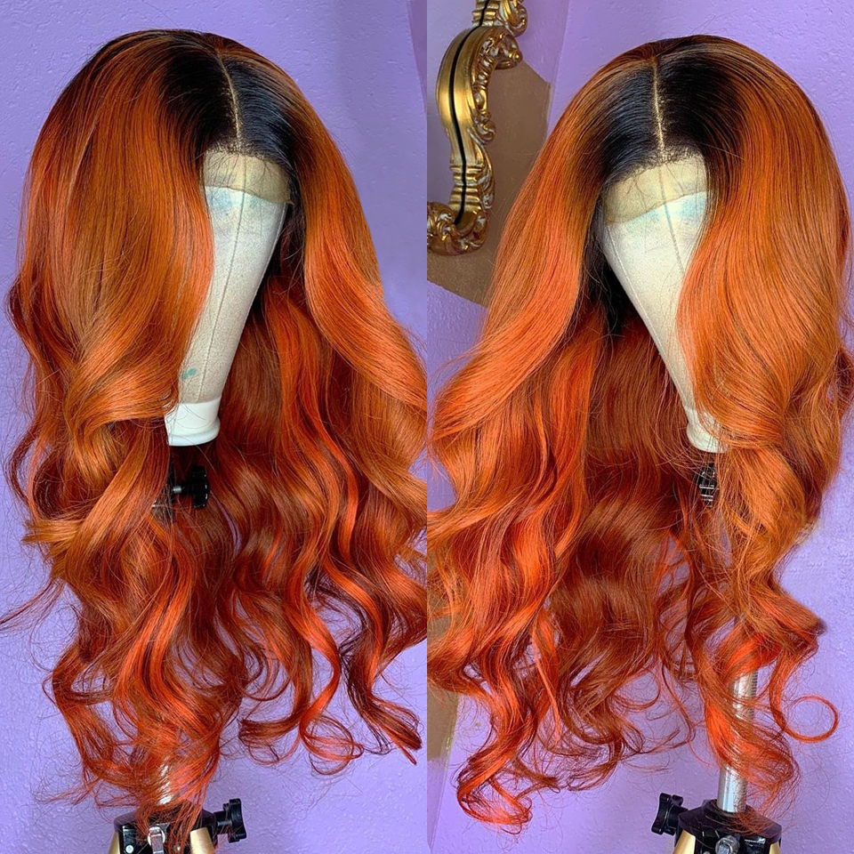 Lumiere 1B/350 Ombre Body Wave 4x4/5x5/13x4 Lace Closure/Frontal 150%/180% Density Wigs For Women Pre Plucked