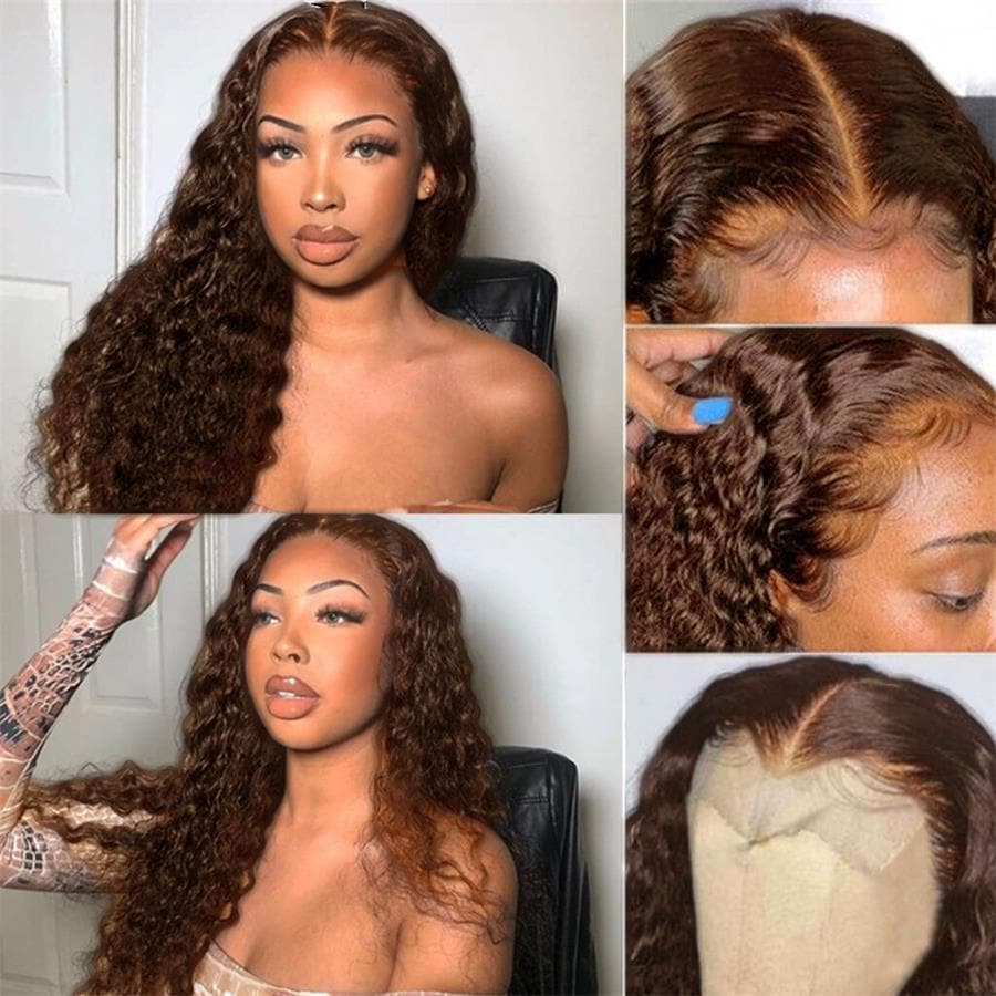 Perfect Chocolate Brown Kinky Curly Transparent Lace Wig For Black Women