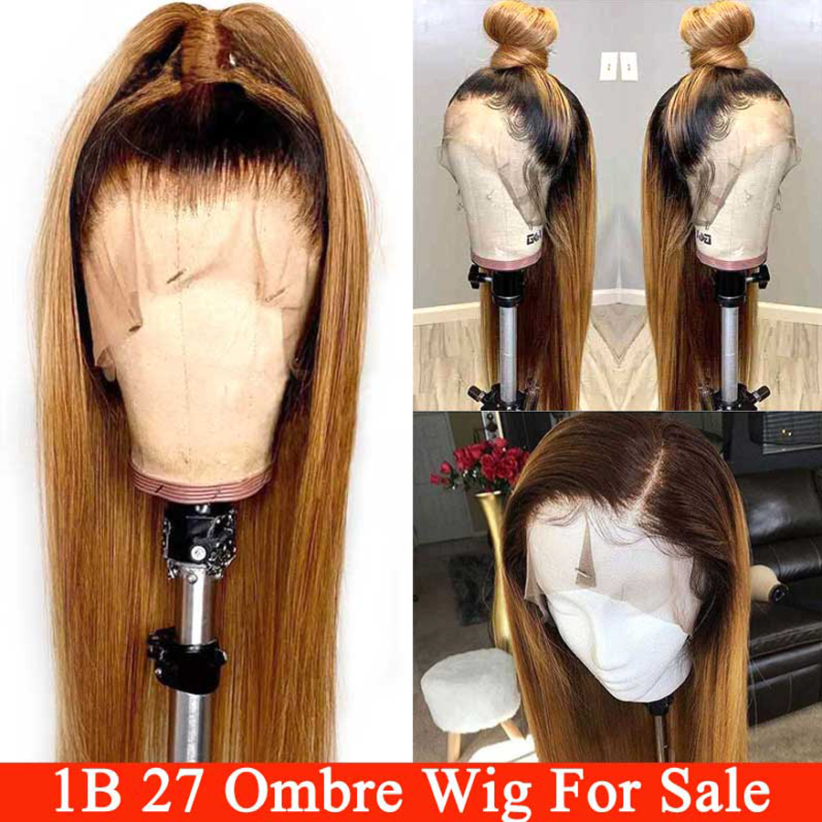 Lumiere 1B/27 Ombre Straight Lace Frontal/Closure wigs virgin human hair with baby hair