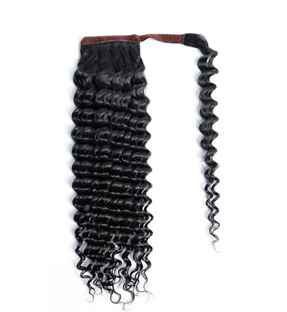 Deep Wave Wrap Around Ponytail Brazilian 10A Human Hair