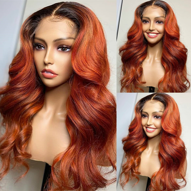 Lumiere 1B/350 Ombre Body Wave 4x4/5x5/13x4 Lace Closure/Frontal 150%/180% Density Wigs For Women Pre Plucked