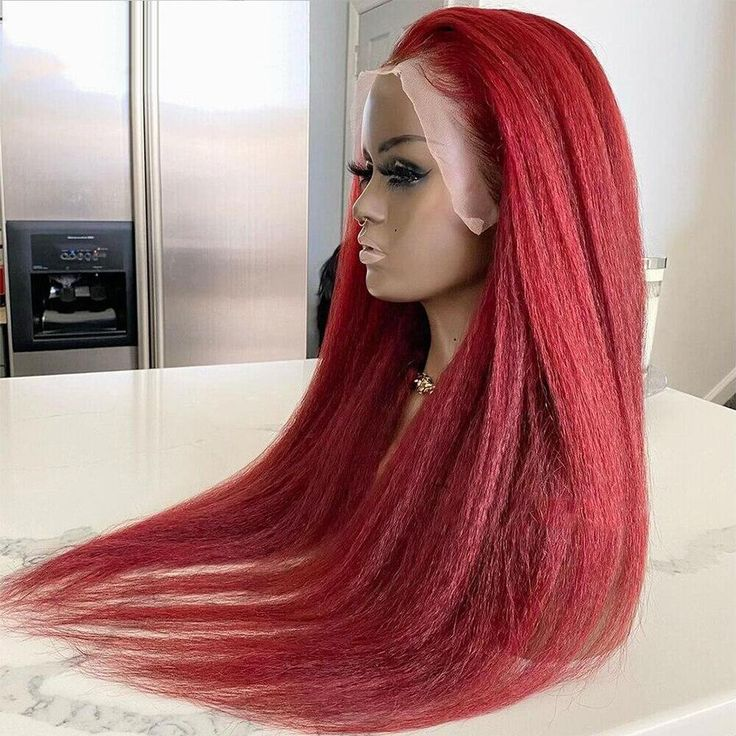 #Burg Kinky Straight 4x4/5x5/13x4 Lace Closure/Frontal 150%/180% Density Wigs For Women