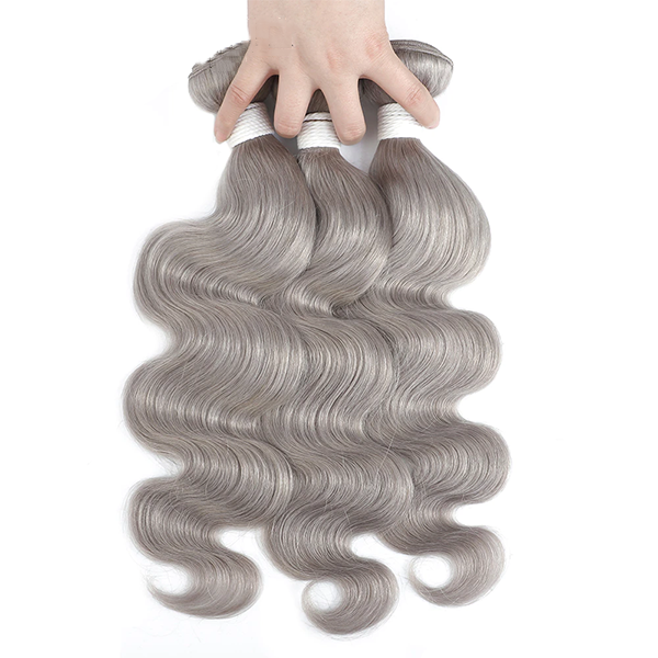 Silver Grey Body Wave 3 Bundles 100% Human Hair Extension