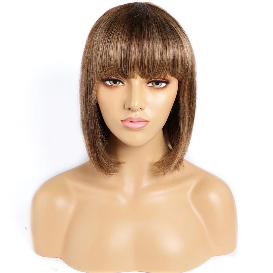 P4/27 Highlight Straight Bob Full Machine Made Wigs None Lace For Women