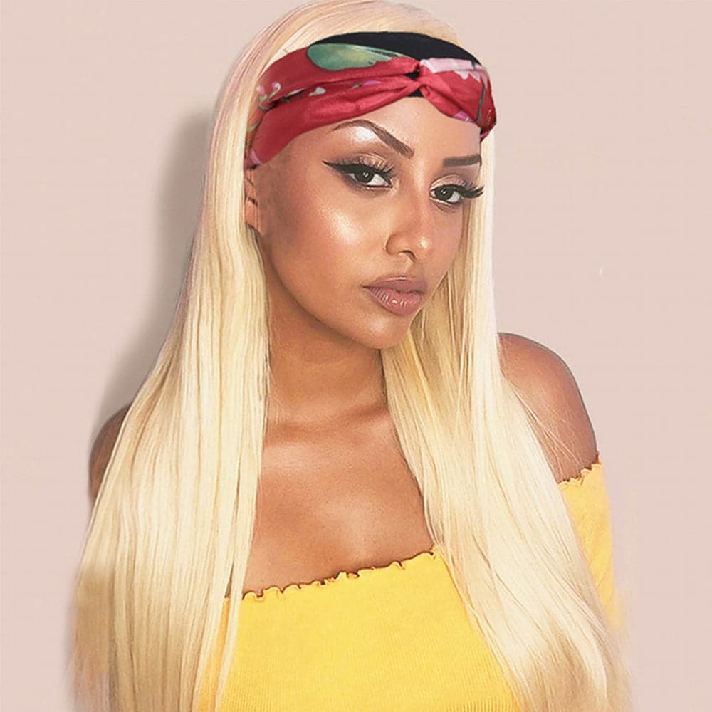 #613 Headband Straight Human Hair Wigs Full Machine Made None Lace Wig