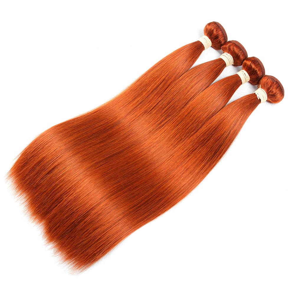 #350 Ginger Straight 4 Bundles Virgin Human Hair Extension