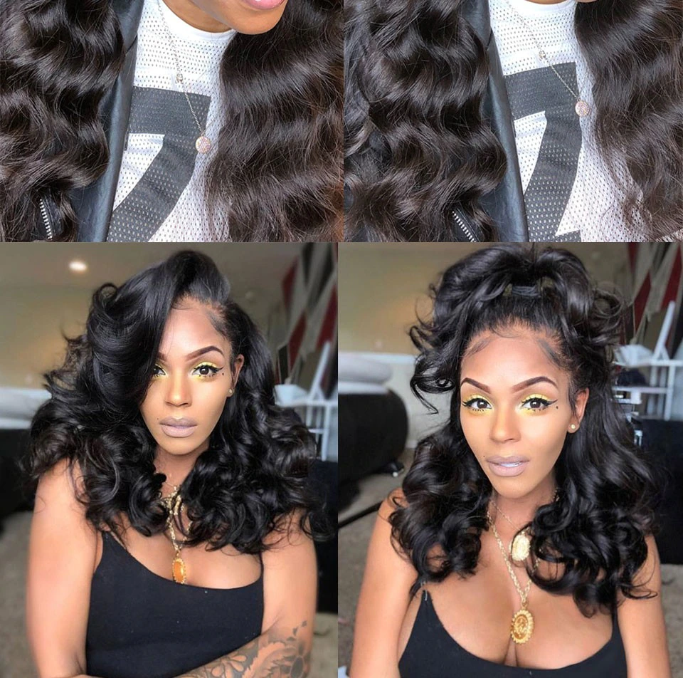 Loose Wave 3 Bundles With  13*4 Lace Frontal 100% human hair