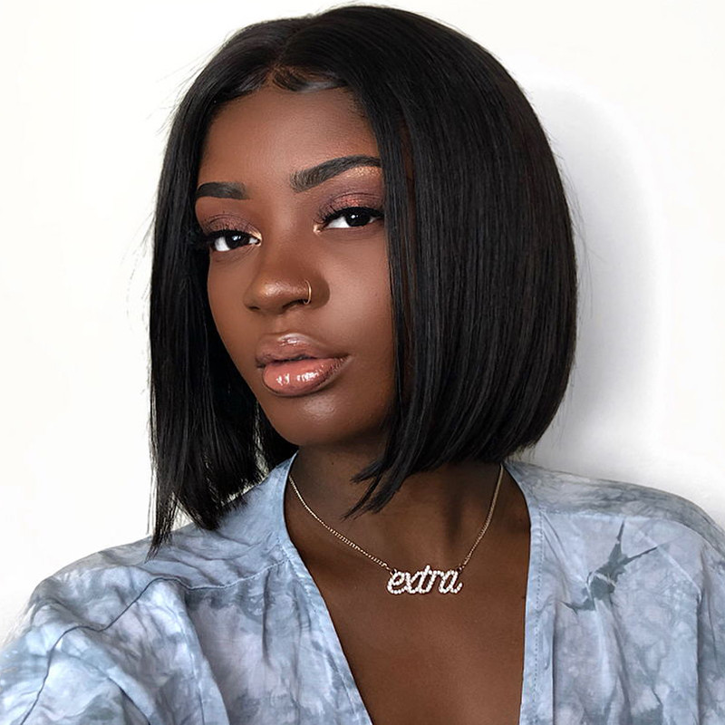 Straight Bob T Part Lace Brazilian Wigs For Black Women