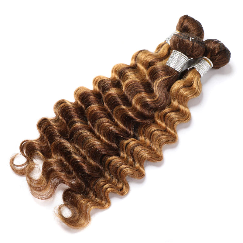 Highlight P4/27 Loose Deep Wave 3 Bundles With 4x4 Lace Closure