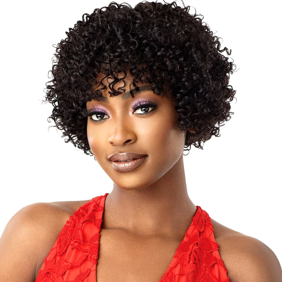 #1b short curly bob Full Machine Made None Lace wig Virgin Human Hair