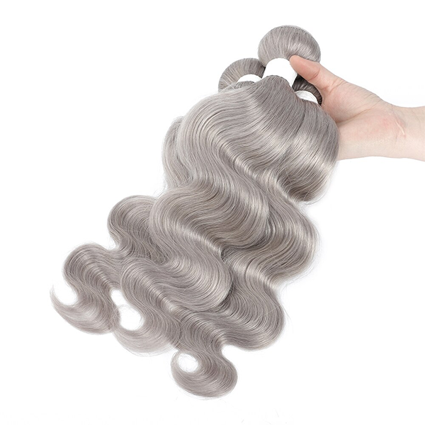 Silver Grey Body Wave 3 Bundles 100% Human Hair Extension