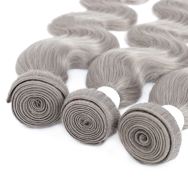 Silver Grey Body Wave 3 Bundles 100% Human Hair Extension