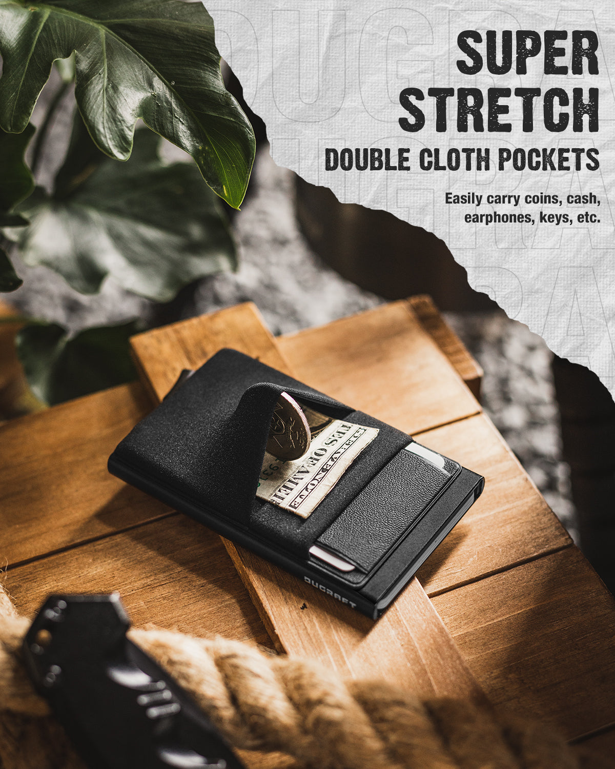 DC104- Stretch Double Cloth Pockets Card Holder