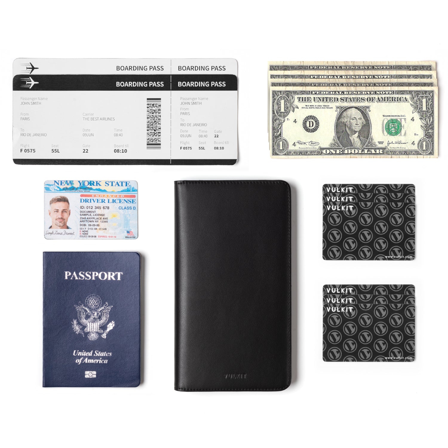 VPW100- Bifold Passport Holder For Cash, Bills and Cards