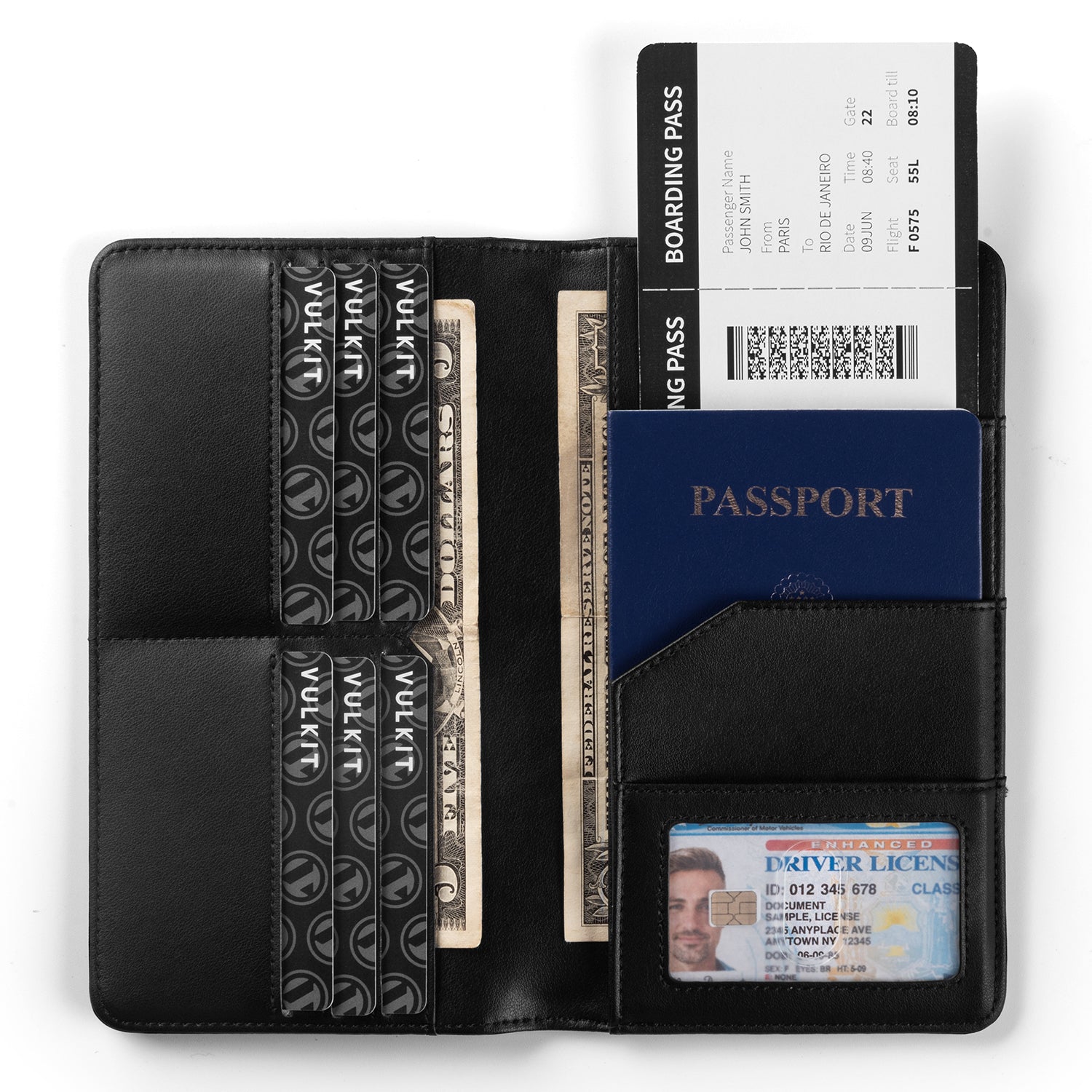 VPW100- Bifold Passport Holder For Cash, Bills and Cards